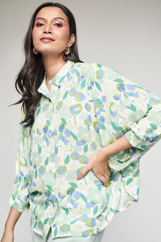 Marsha Printed Shirt, Green, image 3